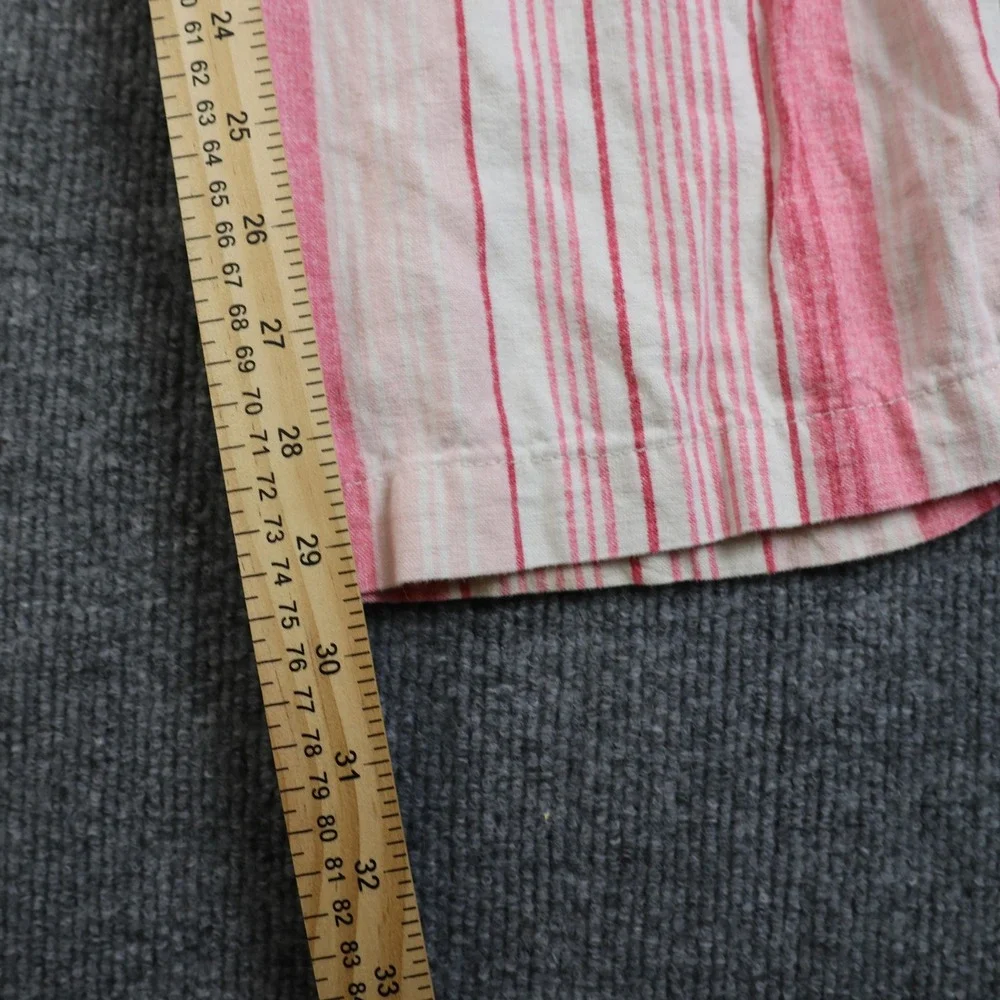 Linen Blend Pants Womens Medium Pink Striped Drawstring Elastic Waist Pockets - Picture 5 of 12